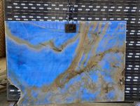 Dalle de marbre bleu onyx moderne de luxe panneau rétro-éclairé en pierre naturelle translucide de comptoir pour la décoration de la maison prix de gros