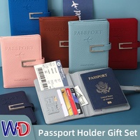 Coffret Cadeau de Voyage avec Porte-Passeport en Cuir PU, Étiquette de Bagage, Carnet et Stylo, Logo Personnalisé pour Cadeaux d'Entreprise en Gros
