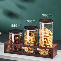 Kit d'organisation d'étagères de cuisine de style rétro vintage, récipient de rangement en verre avec couvercle en bois