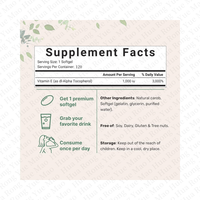 Capsules molles de vitamine E naturelle à haute teneur OEM, complément alimentaire à base de plantes antioxydant, Vergen Softgel pour les soins de la peau et des cheveux