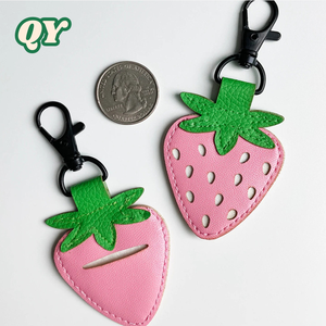 QY <b>Cute</b> Strawberry Coin <b>Purse</b> Keychain PU Leather Fruit Bag Charm Mini Wallet Gift Accessories for Women Girls - Product Image 3
