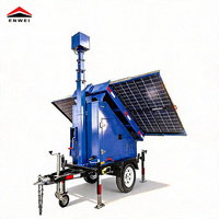 Kamera CCTV Solar Mobile Tahan Air dengan Trailer, Baterai Gel 4*200Ah, Tiang Manual 6m, untuk Lokasi Konstruksi, Model ENWEI 3400, Cloud/SD/NVR