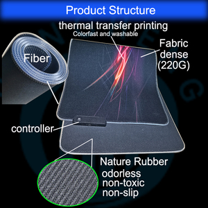 Tapis de souris de jeu carré en caoutchouc/tissu RGB sur mesure en gros, positionnement précis, couleurs personnalisables, logo en stock, RoHS - Product Image 4