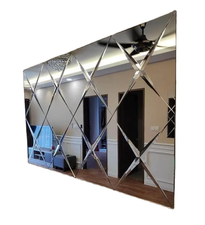 Mirrors Decor Wall Home Decors Diamond Fancy Frameless Beveled Edge Mirror For Background Wall Decoration