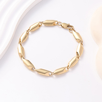 Bracelet chaîne à maillons en forme de feuille facettée en acier inoxydable pour hommes, 21 cm, bracelets à maillons tendance, poli, plaqué or 18 carats, vente en gros