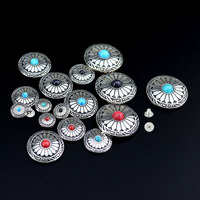 Kancing Concho Motif Bunga Matahari Berbagai Ukuran dari Bahan Alloy untuk Aksesoris Kulit Buatan Tangan Gaya Barat