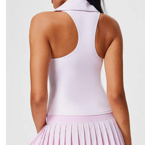 ロゴカスタムS-3XL女性テニスウェア2ピーススカートセットPOLOパッド入りタンクトップストライプ2イン1スカートPadel Pickleball Outfits - Product Image 2