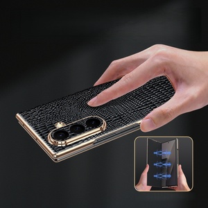 Custodia Magnetica in Pelle con Bordo Dorato e Motivo Coccodrillo per Samsung Z Fold 7, Compatibile con Samsung Z Fold 6 5 <span class=keywords><strong>4</strong></span> - Product Image 4