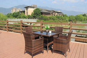 <span class=keywords><strong>36</strong></span> "X <span class=keywords><strong>36</strong></span>" Patio al aire libre mimbre ratán mesa de comedor vidrio templado superior paraguas soporte mesa cuadrada - Product Image 3