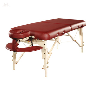 Lit de massage en bois réglable portable à 2 sections pliable et de faible hauteur pour les traitements faciaux et l'utilisation de la thérapie hôtelière - Product Image 5