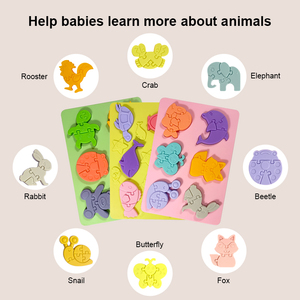 Tùy chỉnh BPA free Silicone mô hình mềm bé 3D Bảng câu đố động vật mô hình Toddler Montessori trẻ em đầu Silicone Đồ chơi giáo dục - Product Image 2
