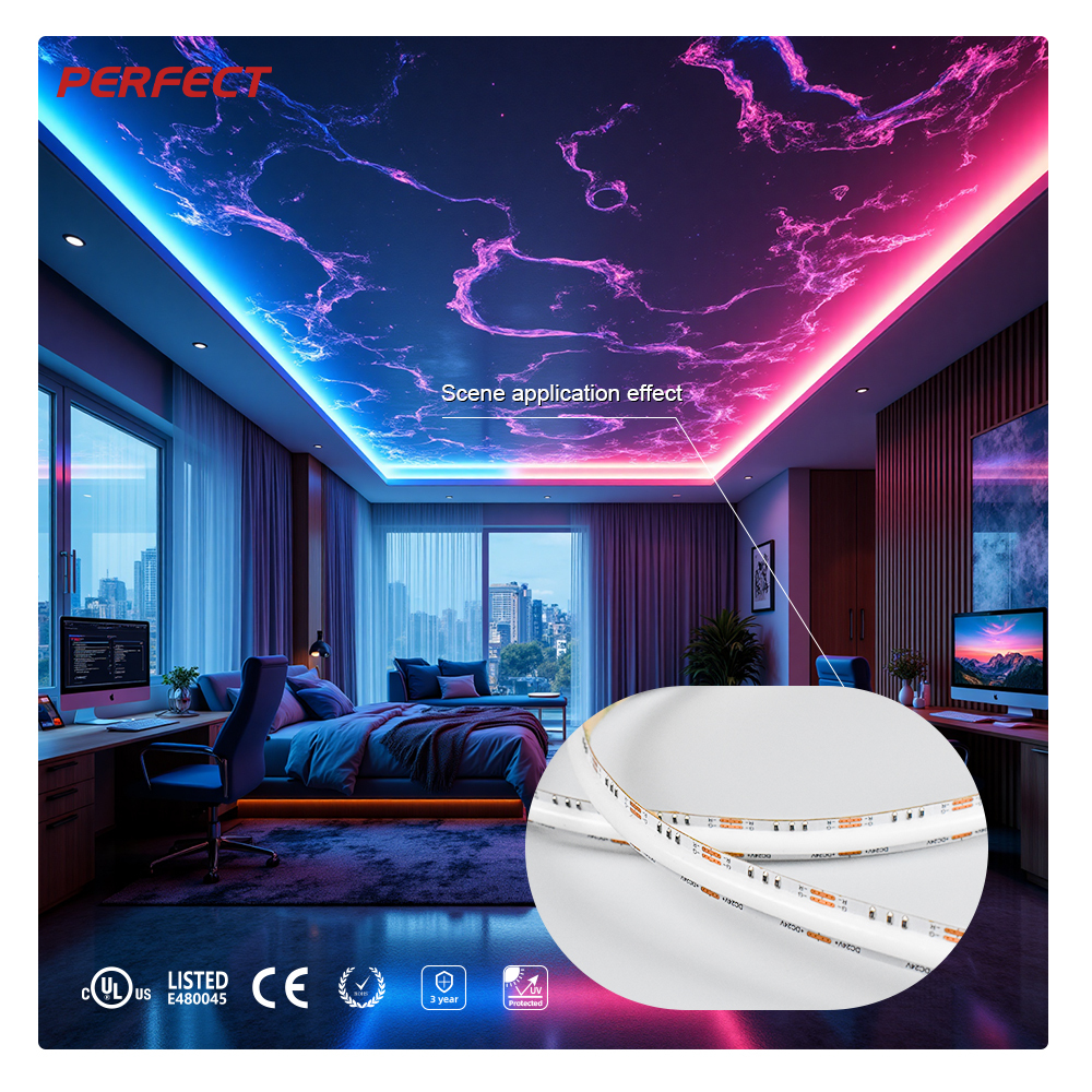 RGB LED Strip 320LED/m DC24V 22W/m IP20 Copper PCB Remote Control Cuttable Dimmable 3-Year Warranty Landscape Lighting 5m Roll