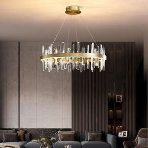 Araña de alta calidad, anillos circulares, hotel, comedor moderno, luces colgantes de cristal LED de lujo - Product Image 6