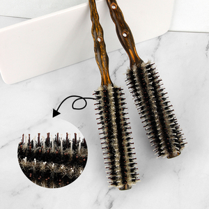 Salon de coiffure professionnel manche en bois peigne rond bouclé <span class=keywords><strong>crinière</strong></span> de sanglier peigne à boucles gonflées maison femme peigne à rouleau droit - Product Image 6