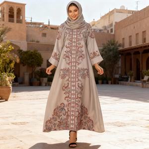 เดรสอาบายาประดับพลอยเทียมพิมพ์ลายสำหรับผู้หญิงมุสลิมลำลองใช้ได้ทุกวัน - Product Image 4