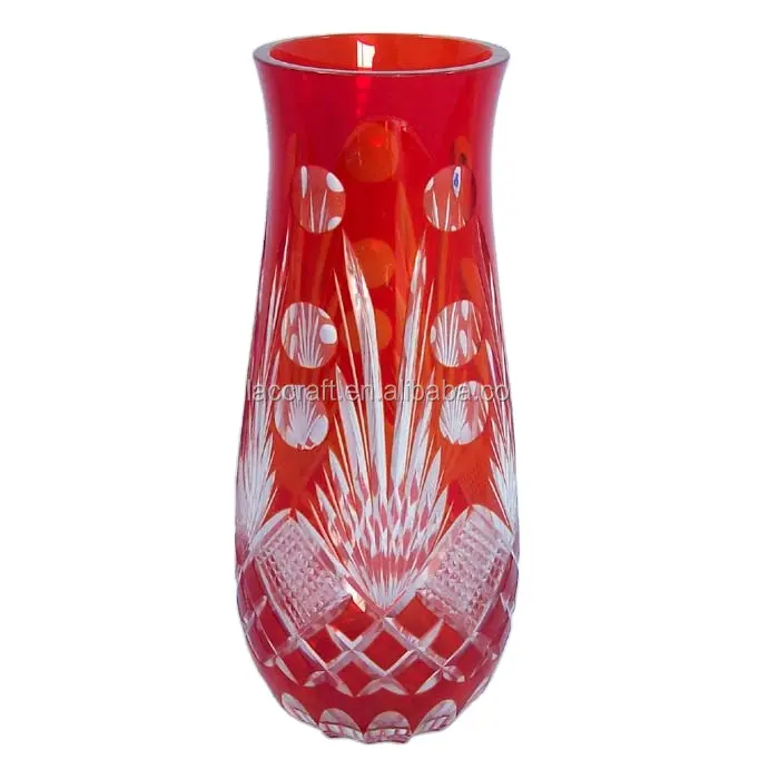 Wedding Table Decoration Tulips Red Cut Colored Glass Vase for Flowers