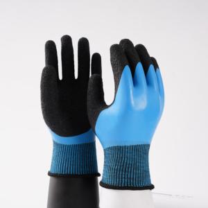 Waterdichte En Slijtvaste <span class=keywords><strong>Latex</strong></span> Handschoenen Blauw <span class=keywords><strong>Latex</strong></span> Volledig Gecoate Handschoenen - Product Image 1