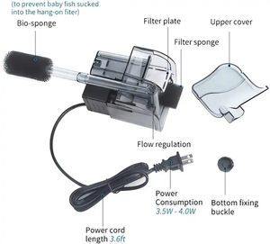 Usine En Gros 2.5W Aquarium Circulation D'eau Filtre Pompe Fish Tank Accrocher Sur Des Pompes À Oxygène Externes - Product Image 2