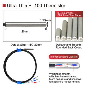 مجس <span class=keywords><strong>PT100</strong></span> مدمج مقاوم للماء ثلاثي الأسلاك فائق النحافة من الفولاذ المقاوم للصدأ حساس درجة الحرارة - Product Image 5