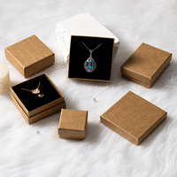 Boîte à bijoux en papier kraft carrée/rectangulaire de style tiroir pour collier, boucles d'oreilles, emballage - Boîte cadeau pour la Saint-Valentin (personnalisable)