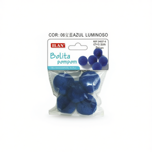 Iln <b>Wool</b> Pompom 3.5Cm Shiny Royal Blue <b>Craft</b> Decorations - Product Image 2