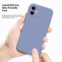 Coque de protection intégrale antichoc en silicone liquide pour iPhone 11, design bleu fumé uni, couleur pure