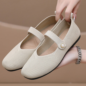 Diseño coreano verano Casual Mary <span class=keywords><strong>Jane</strong></span> de punto único plano suave princesa muñeca zapatos caminar diario mujeres Ballet vestido zapatos - Product Image 1