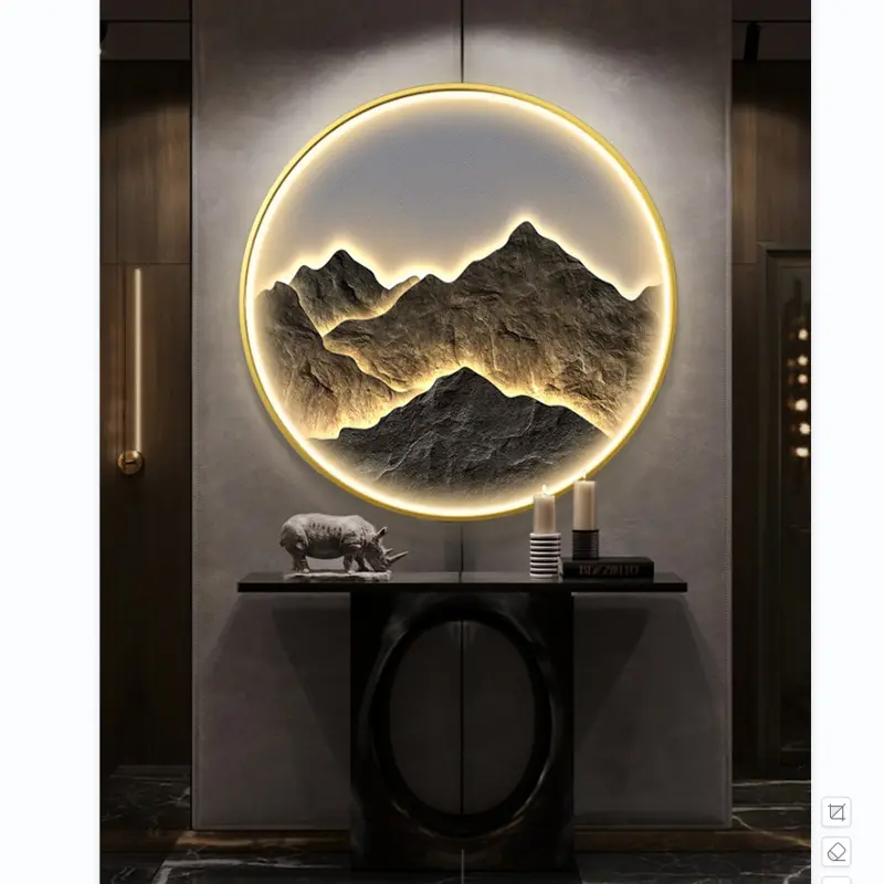 The best-selling home decoration LDE lamp round landscape painting in 2023