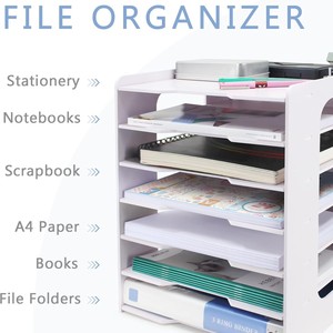 Organisateur de bureau à 7 niveaux pour dossiers A4 A5, support de rangement pour documents et magazines en PVC - Product Image 5