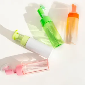 60 ml 200 ml Silikonseife Schaumflasche durchsichtiger Mousse-Gesichtspflegemaker Pumpe für Haut 5 mm dicke rosa kosmetische Verpackung