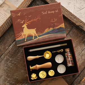 Nouveauté cadeau cire timbre sceau ensemble avec 3 remplacement Logo cire timbre tête wapiti cadeau boîte société Promotion cadeaux ensemble pour hommes femmes - Product Image 5