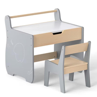 Ensemble de bureau et chaise d'étude en bois Montessori pour enfants, table d'apprentissage pour tout-petits avec tiroir de rangement pour le salon