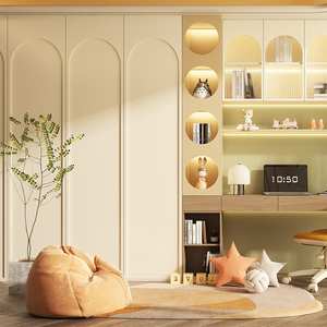 Design Moderno di <span class=keywords><strong>Armadio</strong></span> Rosa per Camera da Letto di Bambina con Scrivania Integrata, Interni per Camere dei Bambini - Product Image 5