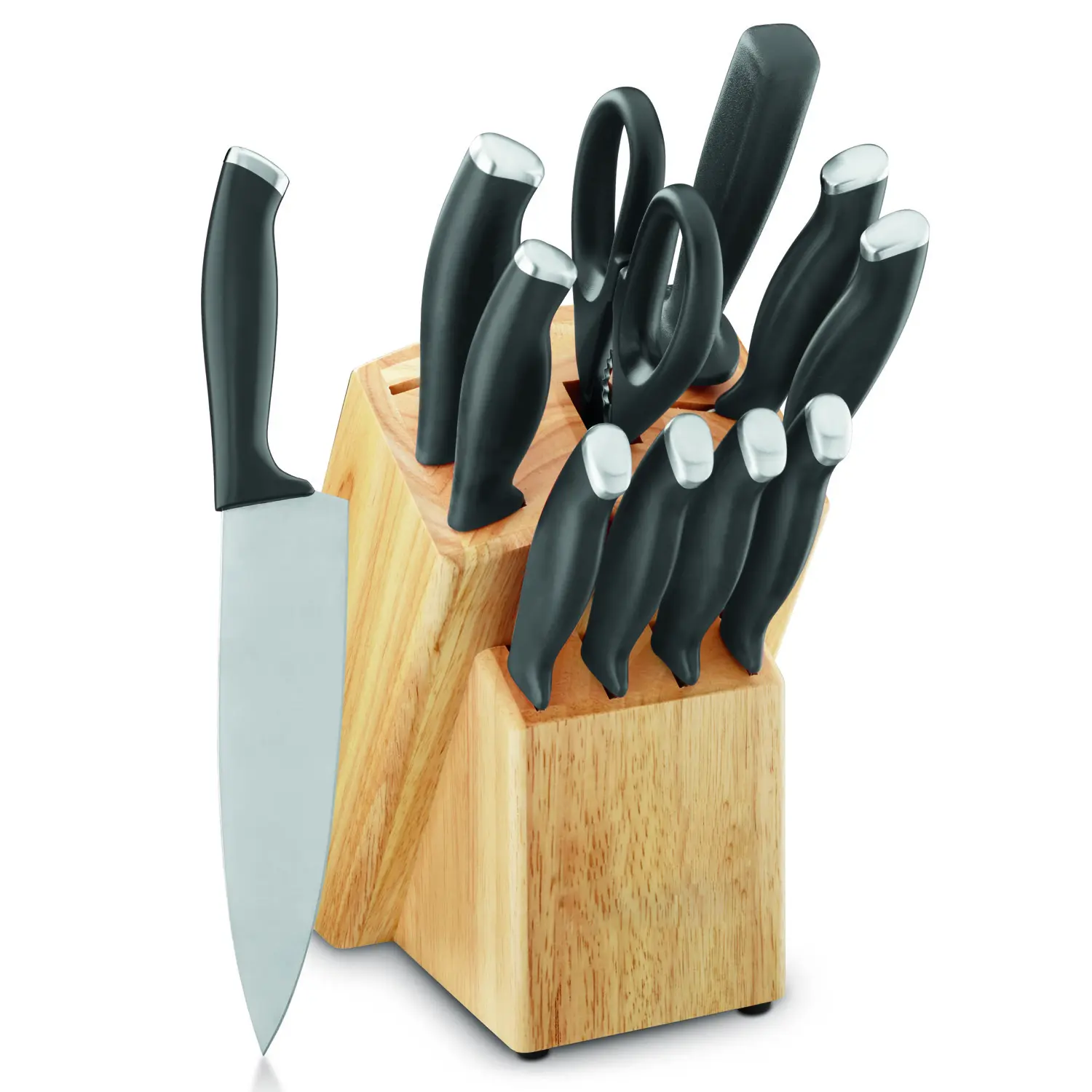 JINYU 12PC in acciaio inox colore coltello Set coltello da cucina posate Set con forbici da cucina temperino e blocco di legno