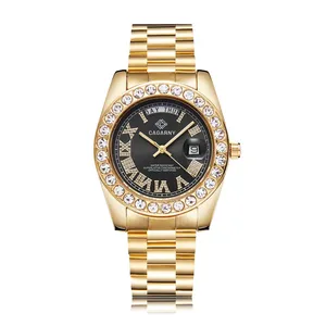 Reloj CAGARNY 6886 para Hombre, Reloj de Cuarzo con Doble Calendario, Correa de Acero Dorado, Relojes de Negocios para Hombre, Relogio Masculino, Reloj Hombre - Product Image 1