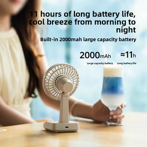 Ventilador Oscilante de Escritorio Portátil Inteligente con Batería Recargable USB de 2000 mAh, Ventilador de Refrigeración Giratorio Silencioso con Soporte USB - Product Image 5