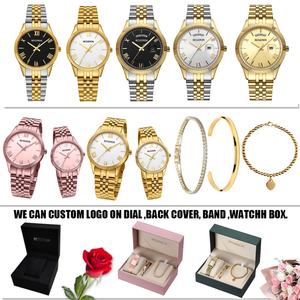 Montre-bracelet analogique de luxe personnalisée avec logo pour hommes et femmes, argentée et rose, avec bracelet en cuir et cadran en verre de 40 mm, style tendance - Product Image 3