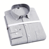 Chemise Oxford décontractée pour homme, coupe ajustée, manches longues, en coton infroissable, à carreaux et rayures, pour affaires