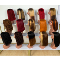 Perruque Bob en cheveux brésiliens bruts doublement étirés, ondulés, fabriquée à la machine, 100% cheveux humains, couleur bordeaux, pour femmes noires
