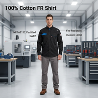 Camisa de trabajo de algodón ligera NFPA FR para hombre, ropa de trabajo protectora antiestática y resistente al fuego para soldar