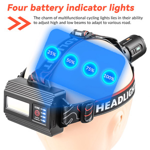 ไฟหน้าคิไม 2000mAh LED แบบชาร์จไฟได้ ปรับได้ พร้อมไฟเสริมสำหรับการปั่นจักรยานกลางแจ้งและตกปลา - Product Image 2