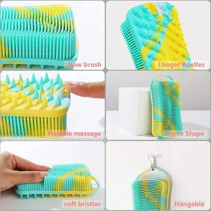 Zenidoo Brosse de Douche 2-en-1 en Silicone Alimentaire Double Face Douce pour Massage du Cuir Chevelu et Nettoyage Corporel Moussant - Product Image 6