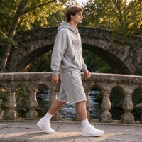 Ensemble survêtement décontracté deux pièces pour homme : sweat à capuche zippé oversize et short de survêtement – Streetwear personnalisé, OEM, ODM, marque privée