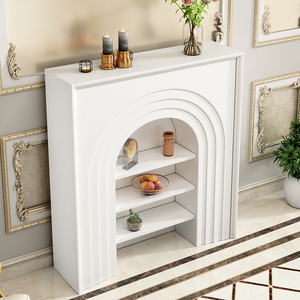 INNOVA Home Contemporary Solid Wood White Color <strong>Mantel</strong> Look Arched Storage <strong>Shelf</strong> for Living Room Entry - Product Image 3