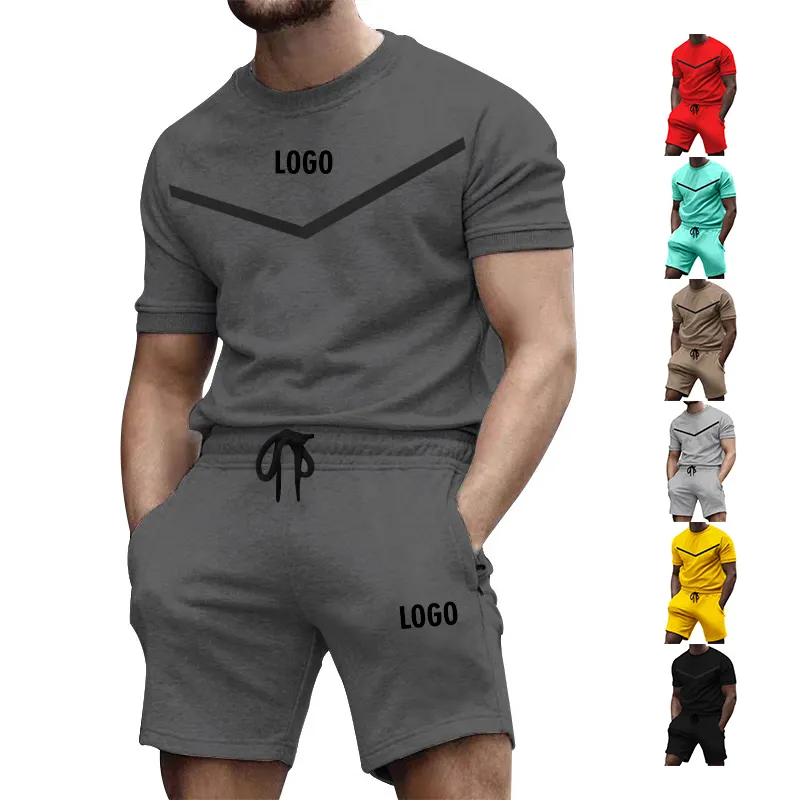 Custom Clothing Manufacturers Two Piece Casual Men's Shorts Set Men Plain Sweatsuits Summer Sports Short Tracksuits Sweat Suits