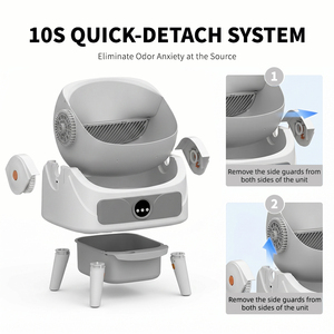 Caja de Arena Inteligente Negra Extra Grande con Diseño Tecnológico, Robot <span class=keywords><strong>Autolimpiable</strong></span> <span class=keywords><strong>para</strong></span> Gatos de hasta 15 kg con Tapete - Product Image 3