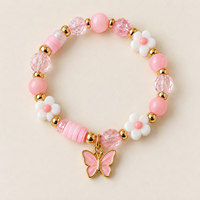 6 stijlen kleurrijke DIY kralenbedelarmbanden voor meisjes kinderen handgemaakte bloem fruit glimlach vlinder armband sieraden cadeau