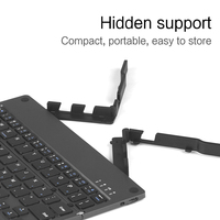 Keyboard nirkabel lipat dengan dudukan, papan ketik Mini ponsel Laptop untuk Windows IOS Android