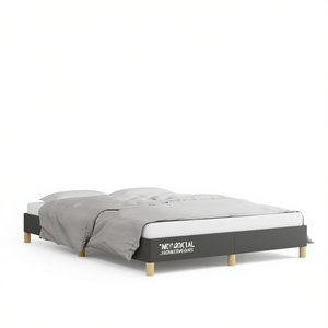 Base de Cama Tapizada en Tela de Poliéster Gris Oscuro, Madera Sintética con Base de Contrachapado, Producto Tapizado - Product Image 1