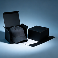 Boîte cadeau en papier noir pour casquette de baseball - Boîte d'emballage durable avec couvercle